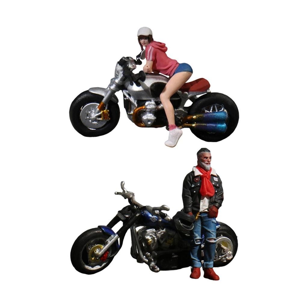 1:64 Miniature Figure Motorcycle Rider DIY Projects Painted Ornament Diorama
