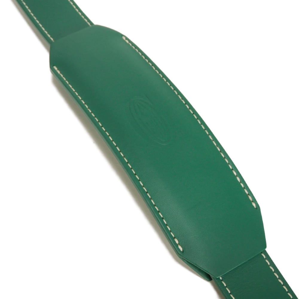 Used 9776 Bandouliere 4.7" 7954 Current Calfskin Silver 0.8" Width Excellent Condition Logo Embossed Green Unisex from