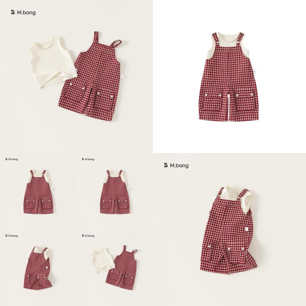 Girl Summer Clothing Set With Cotton Gingham Pattern For Ages 3 To 8