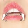 Resin Punk Fangs Lip Rings C Shaped Horseshoe Barbell for Halloween Exaggerated Body Piercing Jewelry Lip Ornament