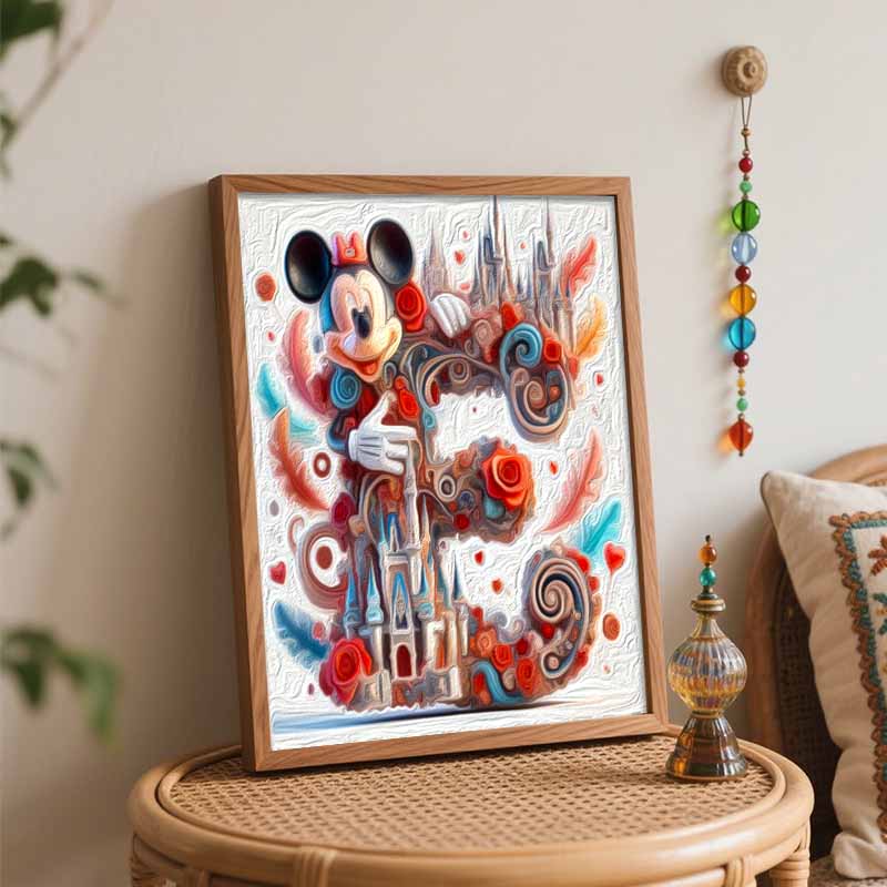 Disney DIY Oil Painting Kits Mickey Castle Rose Art Hand Painting Home Decor Craft Gift Ideas Professional Wall Decor Design Elegant Set