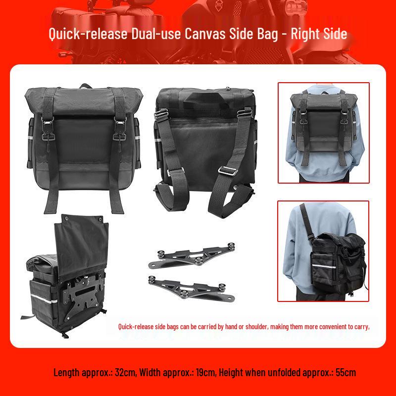 Universal Waterproof Canvas Side Bags for Wuji CU530 & CFMOTO CLC250 Motorcycles