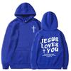 Jesus Love's You Christian Bible Verse Hoodies Letter Graphic Printing Sweatshirts Men Women Hooded Pullovers Unisex Tops