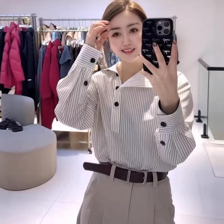 Spring 2026 Women's Slimming Striped Korean Style Shirt - L366918