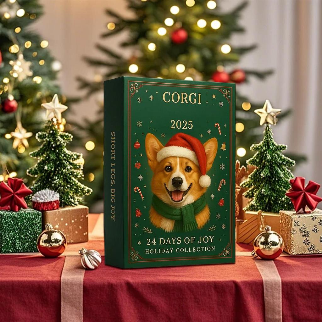 2025 Christmas Advent Calendar With 24 2D Acrylic Dog Pendants For Christmas Countdown Suitable For Car Mirrors, Christmas Tree