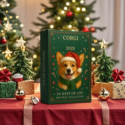 2025 Christmas Advent Calendar With 24 2D Acrylic Dog Pendants For Christmas Countdown Suitable For Car Mirrors, Christmas Tree