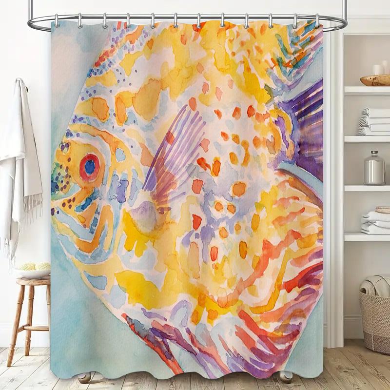 Tenda da Doccia Impermeabile con Design di Pesci Vivaci per Arredo Bagno Stile Acquerello Stampato 3D Decorazione per la Casa Appeso a Parete Dimensioni:1