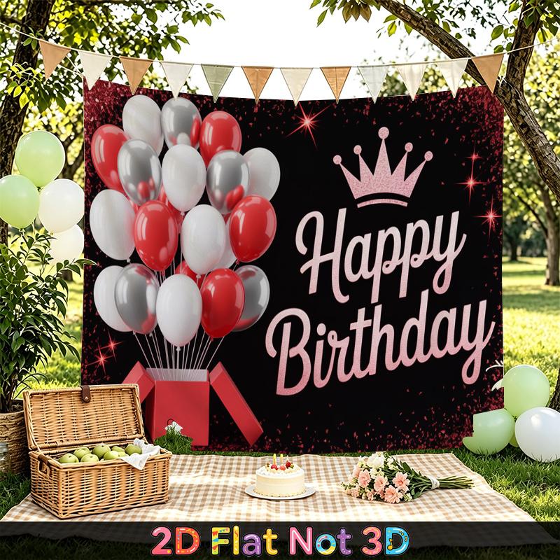 Party Backdrop Birthday Balloon Red White Photo Booth Background Front Door Decor