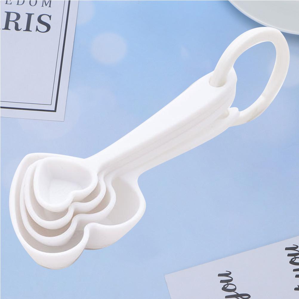 Heart-Shaped Measuring Spoon Plastic Dessert Spoon For Coffee Tea Cappuccino Ice Cream Stirring Flatware