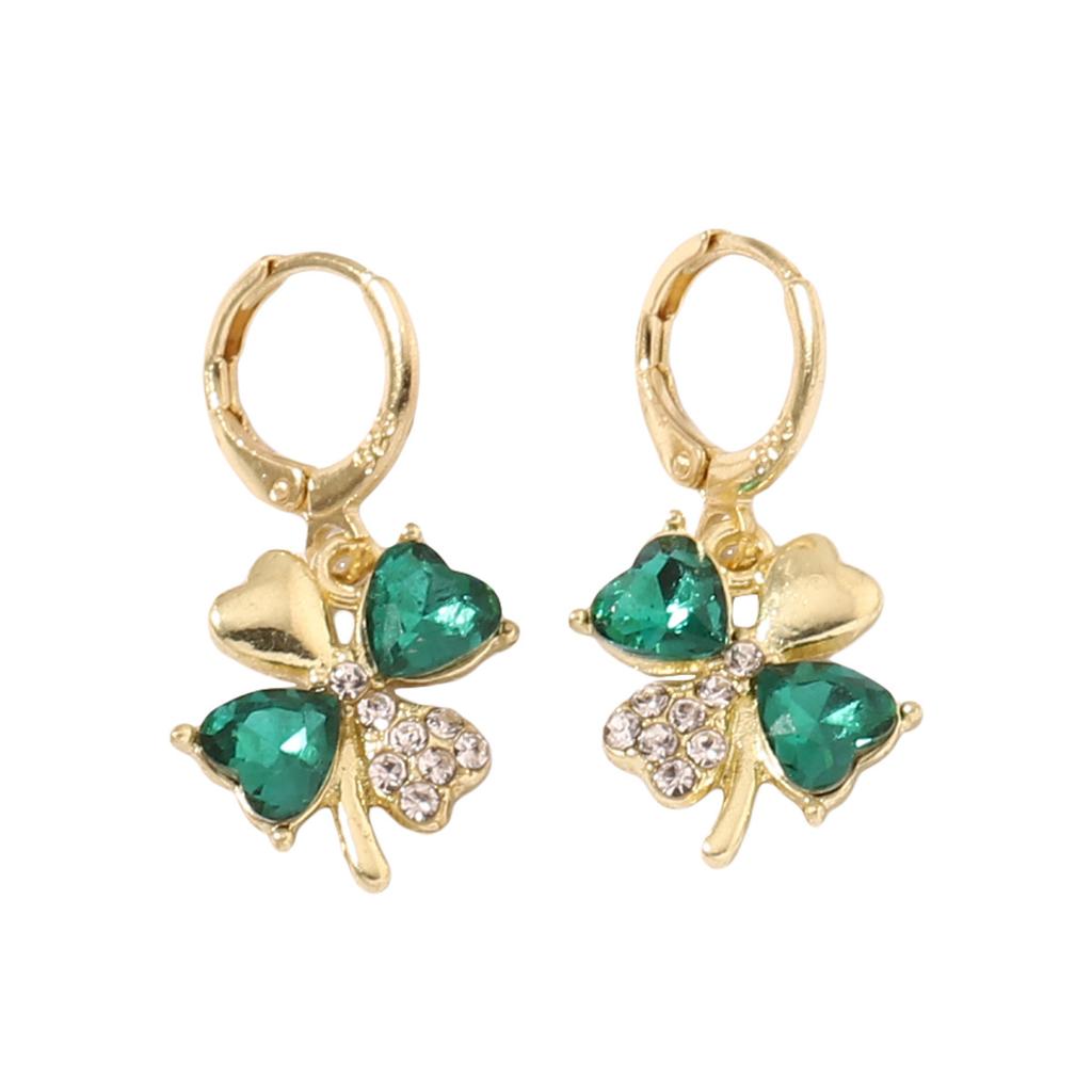 Clover diamond-encrusted trendy, elegant, light luxury, versatile and fashionable earrings for women
