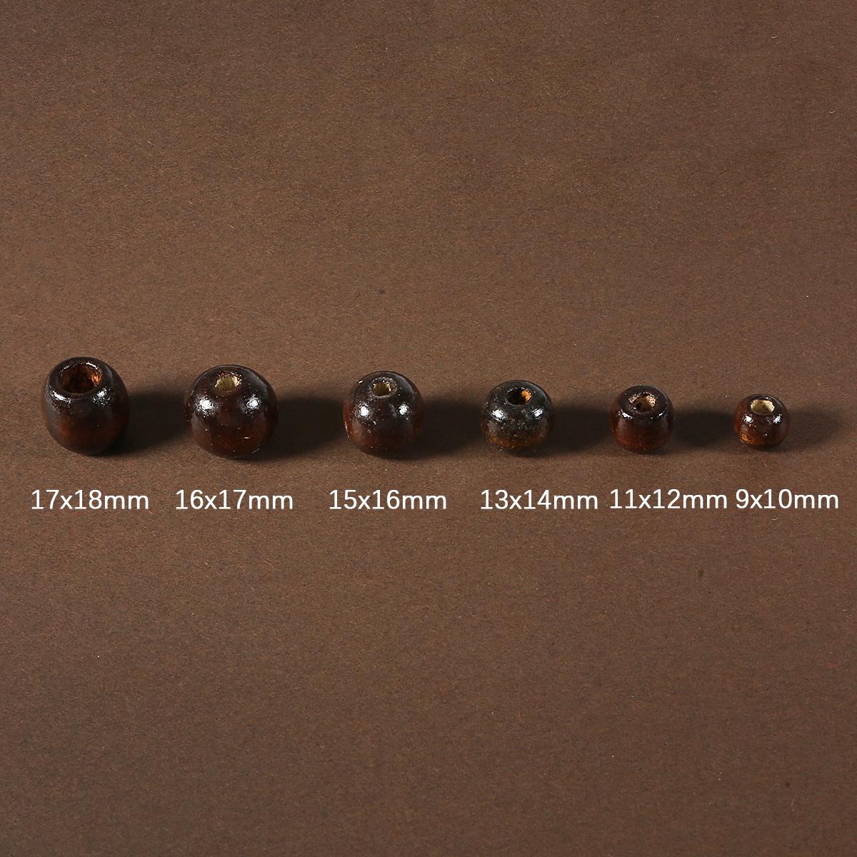 

50 шт., свободные бусины из натурального дерева с большими отверстиями, деревянные круглые бусины для изготовления ювелирных изделий, браслет, ожерелье, аксессуары, поделки своими руками 16x17mm 50pcs темно-коричневого