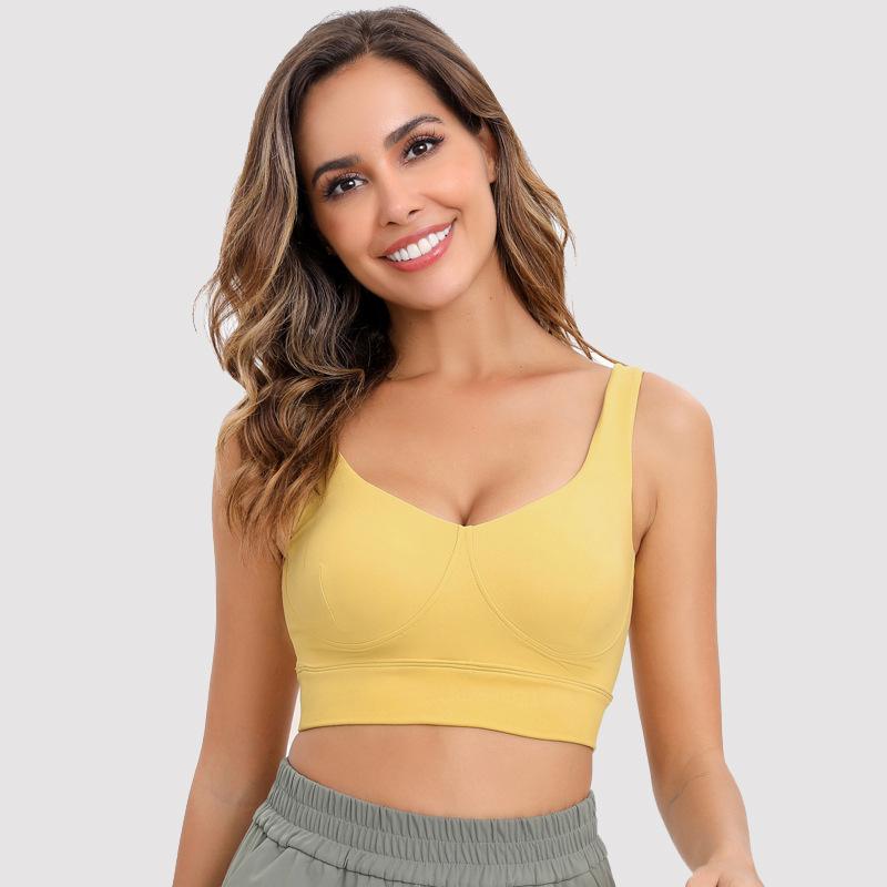 

Спортивный бюстгальтер для йоги с высокой степенью поддержки и разглаживающим спину эффектом, с фиксированной чашкой, защищающей от ударов Extra Large жёлтый/имбирный