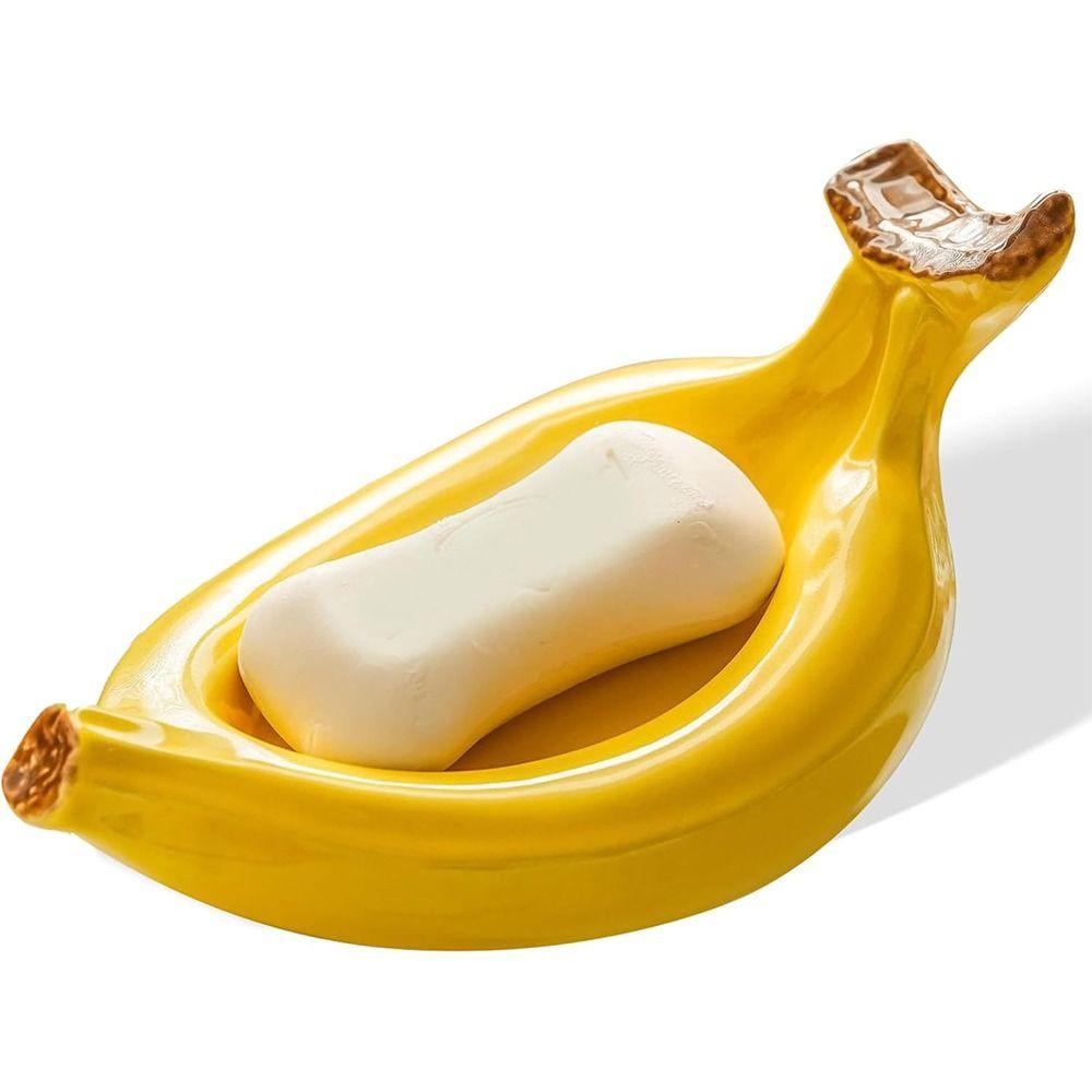 Creative Fun & Unique Banana Soap Dish Anti-Slip Water Draining Design Draining Soap Holder Soap Tray Home Decor