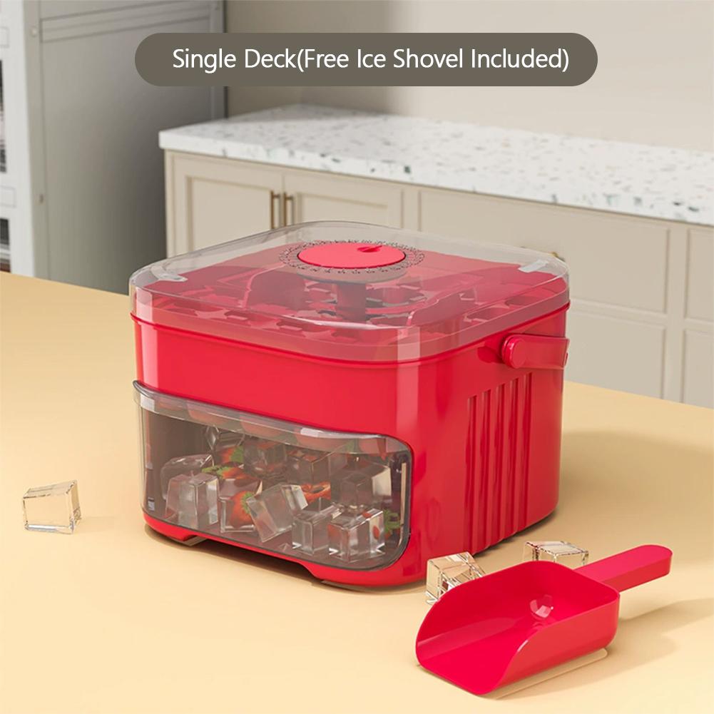 1Pc 50-Cube Ice Maker Extra Large, Double-Layer Tray with Lid, Food-Safe Material, Easy Ice Release, Ideal for Parties Drinks
