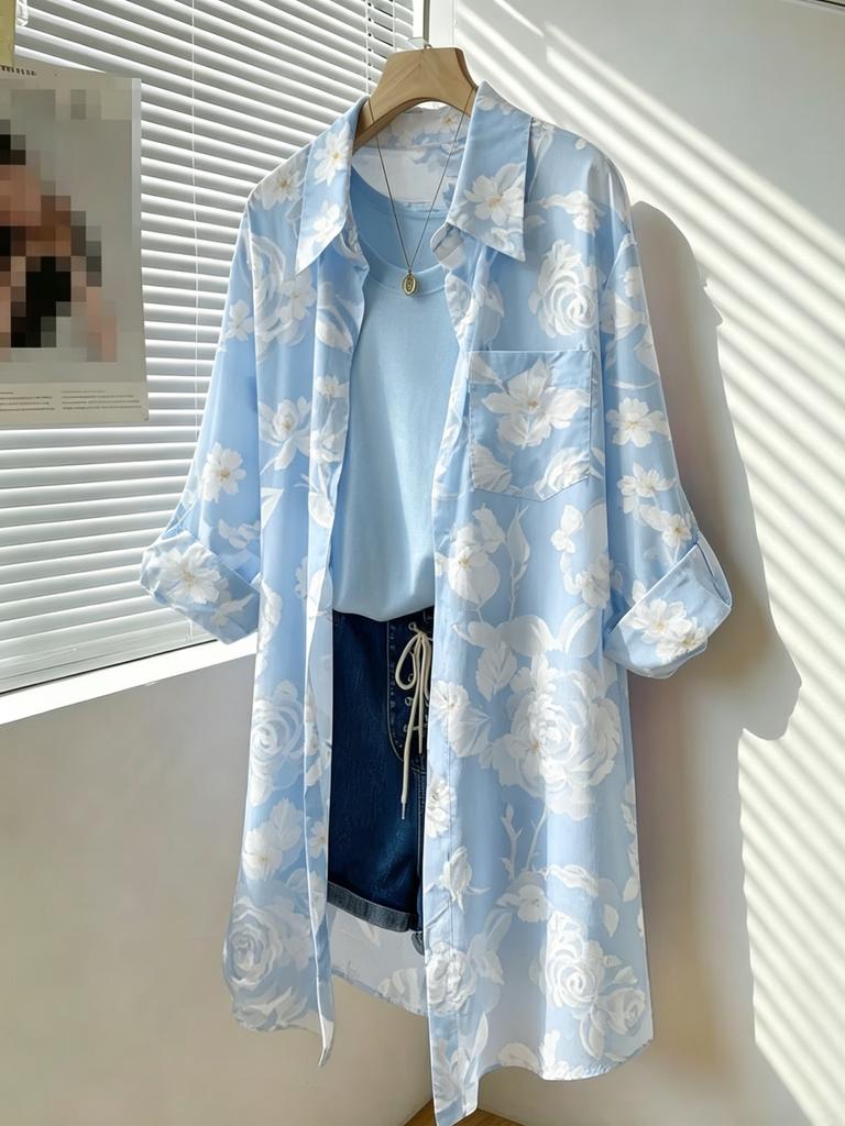 Women's Casual and Versatile Printed Long-sleeved Shirts, Loose Printed Long-sleeved Shirts, Casual and Versatile Shirts with Slimming Temperament
