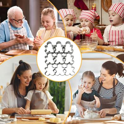Yousheng Emporte-pièces Bonhomme en pain d'épices 9 cavités Moule de cuisson en acier inoxydable pour biscuits et fondant Facile à nettoyer Outil de cuisson pour la pâtisserie maison