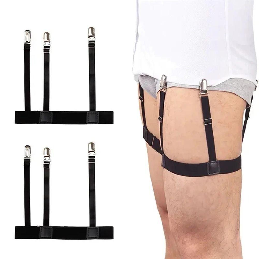 2Pcs Elastic Strap Shirt Holder Stays Non-Slip Locking Clips Leg Braces Loops  Business Accessory