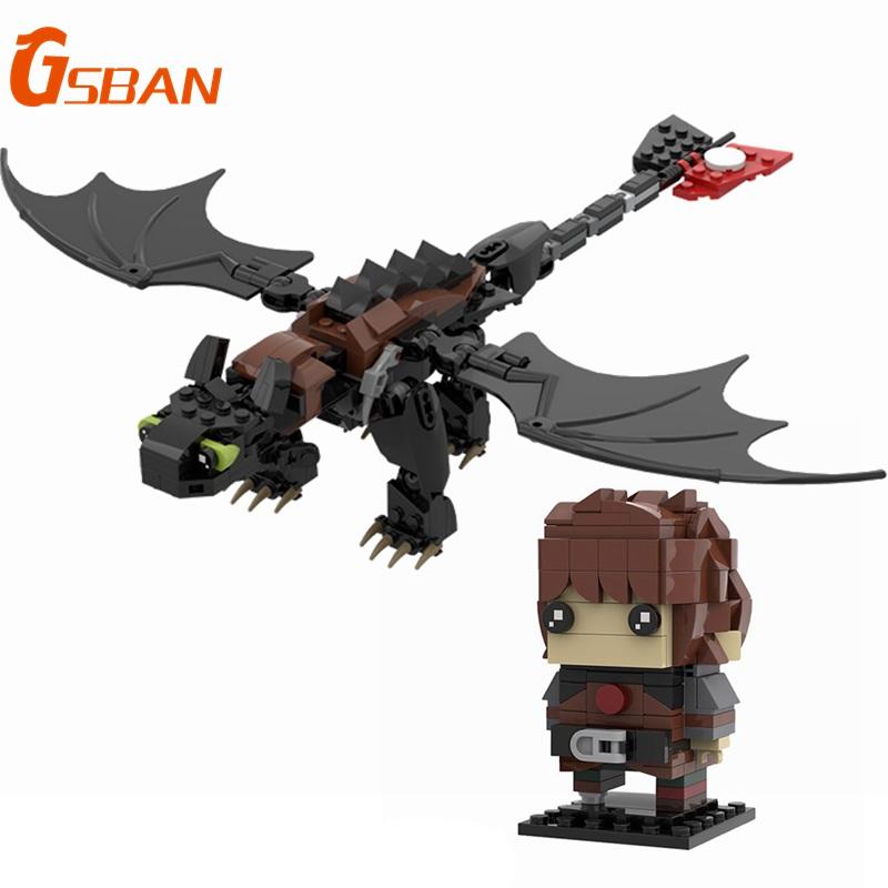 GSBAN Cartoon Movie Train Animals Night Dragons Furyeds Cute MOC Building Blocks Toys for Children Kids Christmas Gifts Bricks