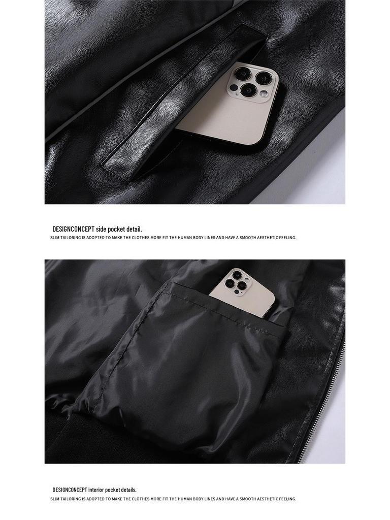 Chaqueta de Cuero de Carreras para Hombre 2025 con Estilo de Color de Contraste: Abrigo estilo Hong Kong