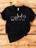 Ladies Fun Dentist Christmas Tshirt Round Neck Short Sleeve Top with Toothed Antlers and Reindeer Hat Design Fun Holiday Shirt