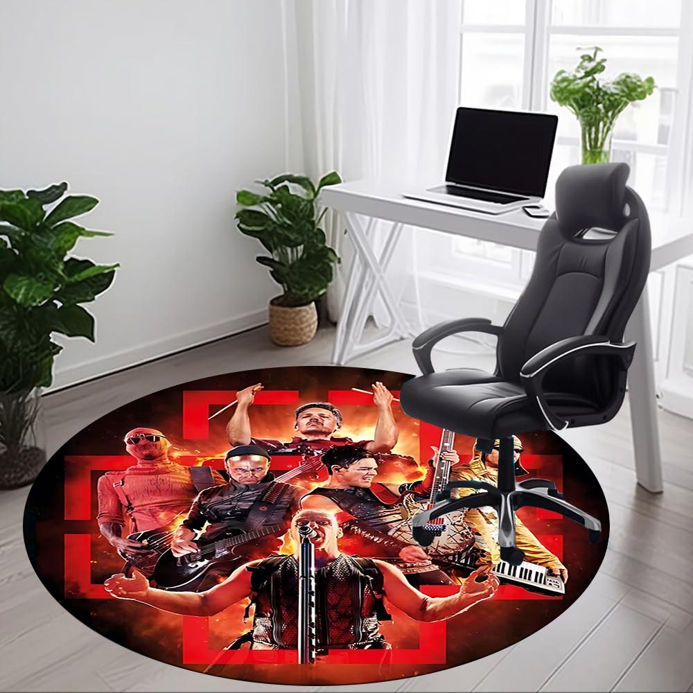 1pc Rammstein Band Carpet, Round Non-Slip Durable Large Size Office Carpet, Suitable for Office,yy250908039