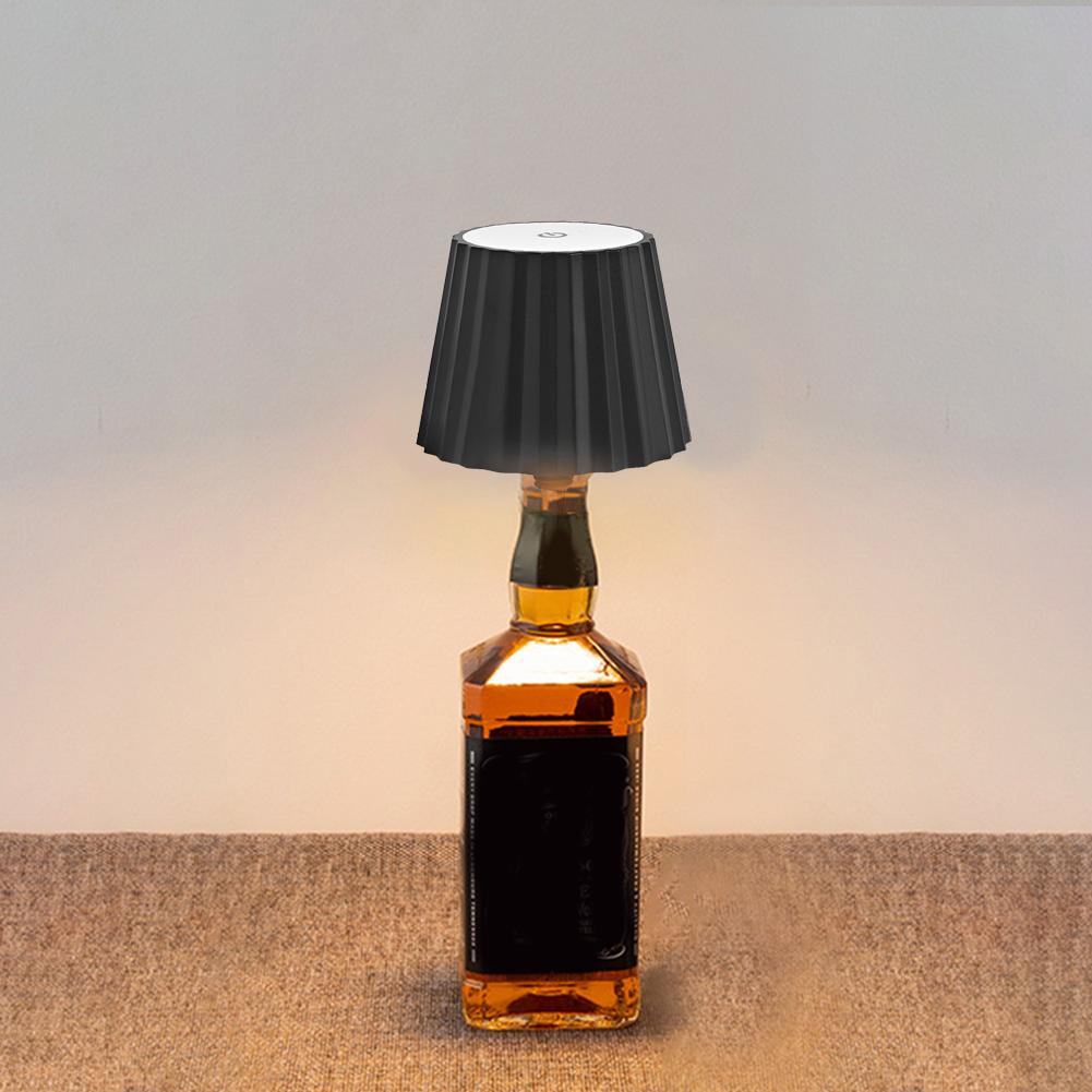 Metal Dimmable Bottle Lamp Rechargeable Touch Control Wine Bottle Light Portable Cordless Table Lamp for Family Restaurant & Bar
