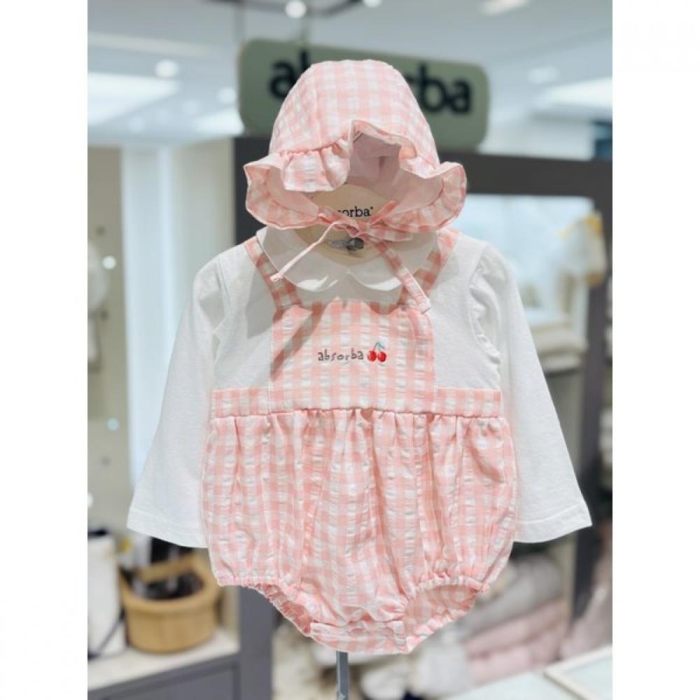 Absorba Milky Bodysuit + Hat Set Pink A1110629a Pink/75(6M)