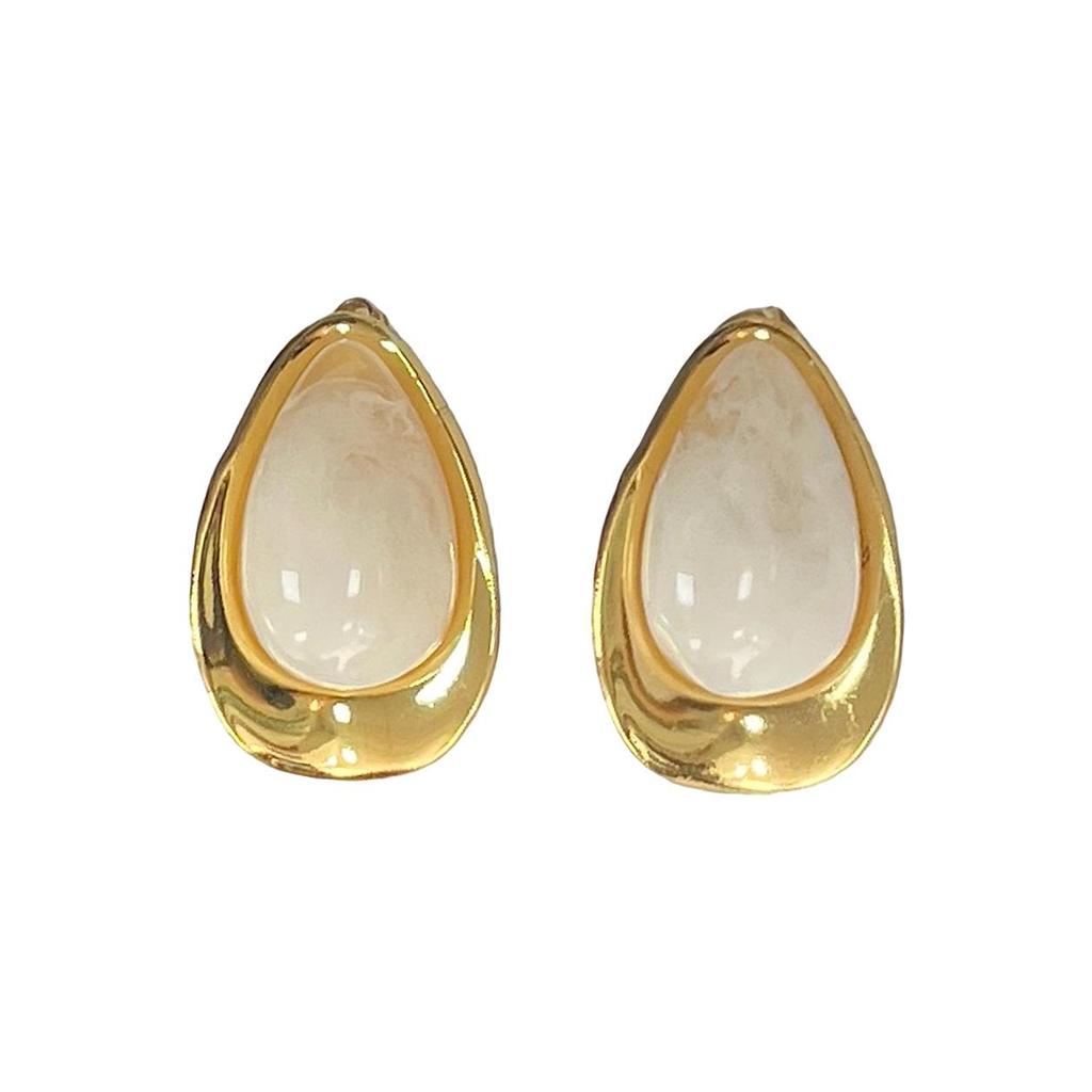 Colorful Resin Oval Teardrop Stud Earrings - Versatile Sweet Niche Design