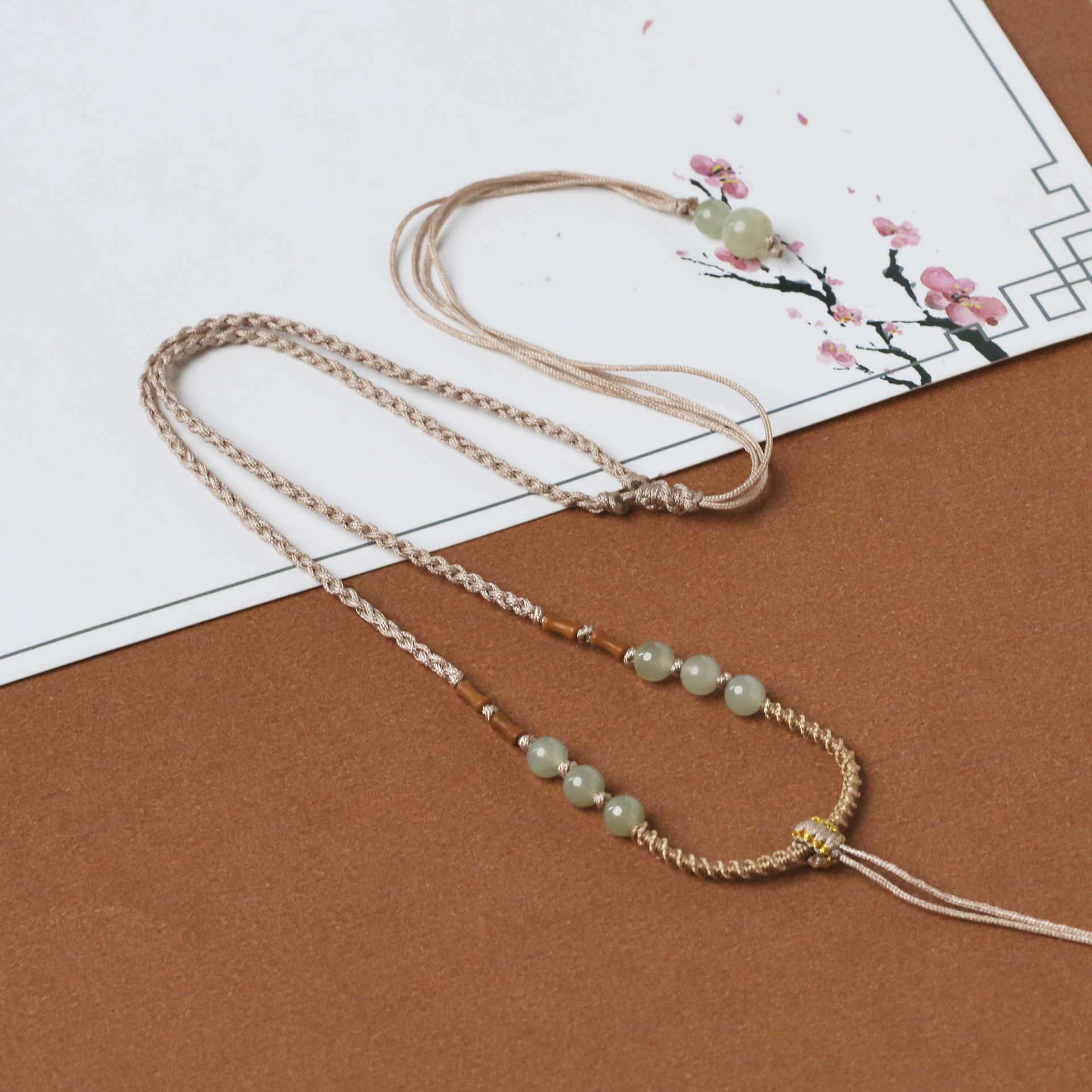 

Elegant Unisex Jade Peace Buckle Pendant Necklace with Thin Red Rope