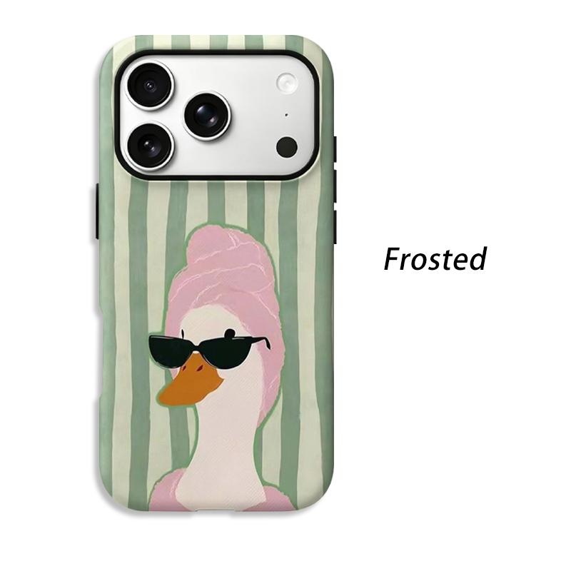 Humorous Cool Striped Duck Sunglasses Art Film Aesthetic Protective Shockproof Bumper Phone Case Cover For iPhone 14 15 16 Pro Max Plus