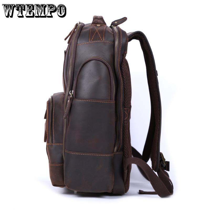Vintage Men's Genuine Leather Backpack Classic Outdoor Travel Bag Large Capacity Crazy Horse Leather