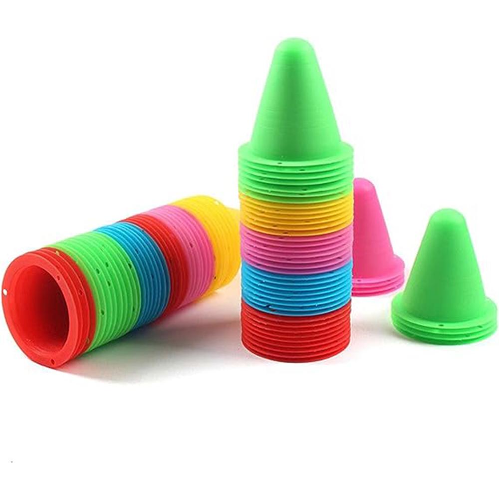 50 Pieces Track Training Cones Roller Skating Obstacles Nimble Sports Small Cones for Indoors Outdoors, 5 Assorted