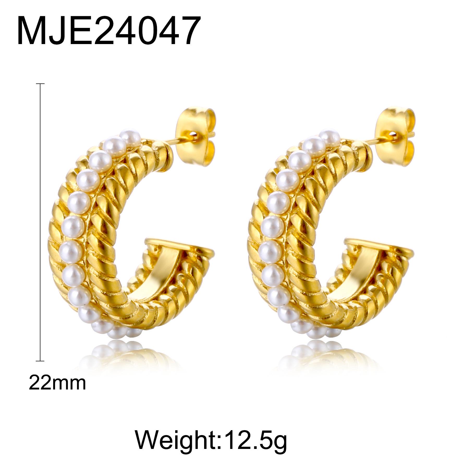 

Серьги-кольца с жемчугом и цирконами - Французский минималистичный стиль 18K