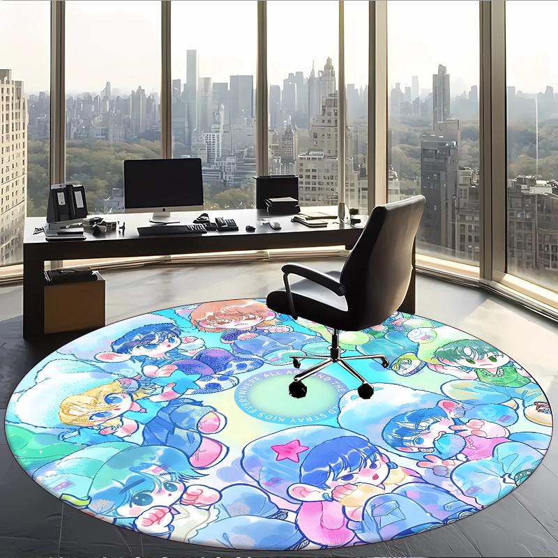 Skz (1) Round Office Rug Decorative Floor Rug for Office Bedroom Living Room and Home Space