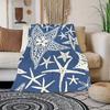 Ocean themed flannel blanket - blue and white starfish design for the beach, camping - family Halloween or Christmas