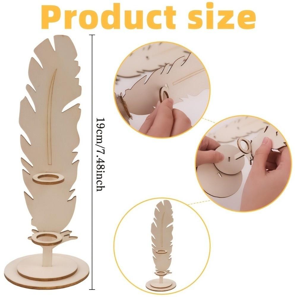 Creative Retro Wooden Quill Pen Holder Handmade Unique Gifts Desktop Storage Rack Funny Pencils Holder Office