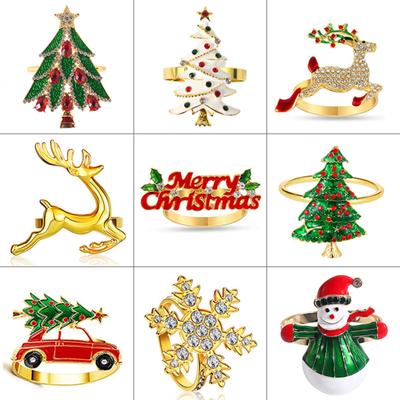 6 Adet Emaye Noel Peçete Halkası Zarif Noel Ağacı Ren Geyiği Kar Tanesi Peçete Tutucuları