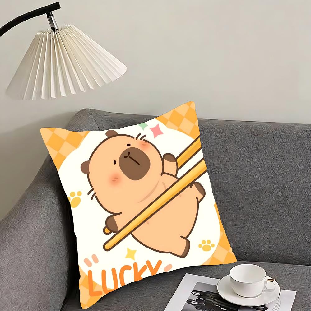 Cute Cartoon Capybara Cushion Cover Pillowcase Ultra Soft Skin Friendly Fabric Cloud Like Comfort Concealed Zipper