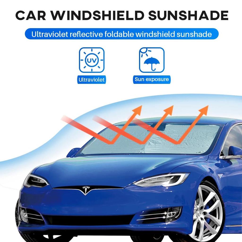 Car Windshield Sun Shade Covers Visors Front Window Sunscreen Protector Parasol Coche For Tesla Model 3 Y Sunshade AccessoriesWindshield Sunshades 1