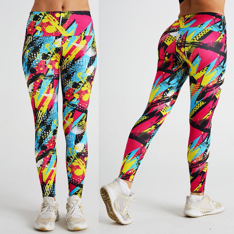 

New Women s Abstract Tie-Dye Printed Yoga Pants High Waist Exercise Fitness Pants Exercise Yoga Women 2XL