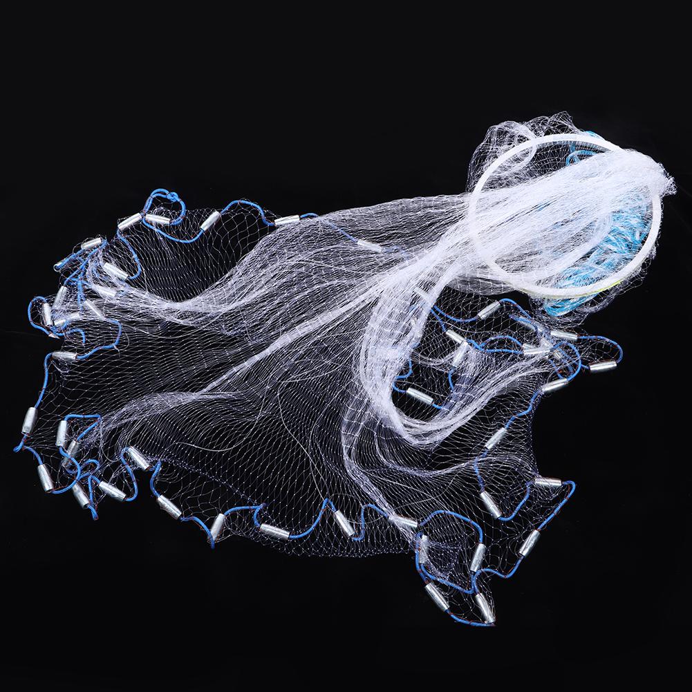 Portable   Hand Throw Fish Mesh Net Catch Fishing   Trap Accessory