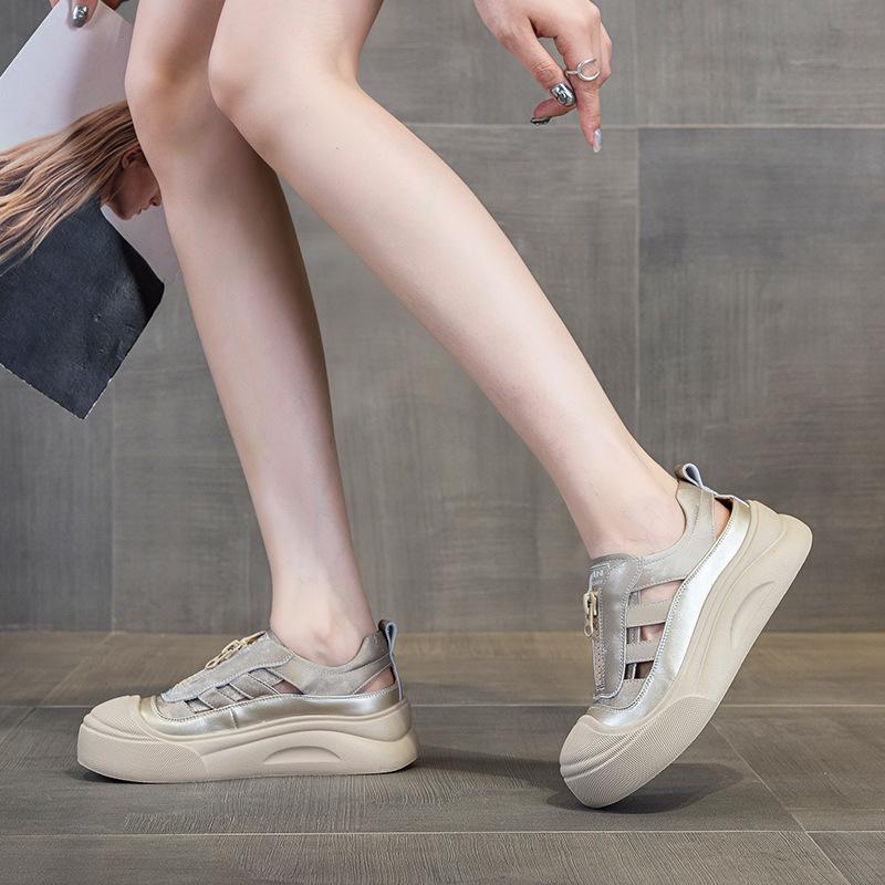Super fire bag head sandals women's height increase summer new breathable hollow casual thick-soled Roman sandals