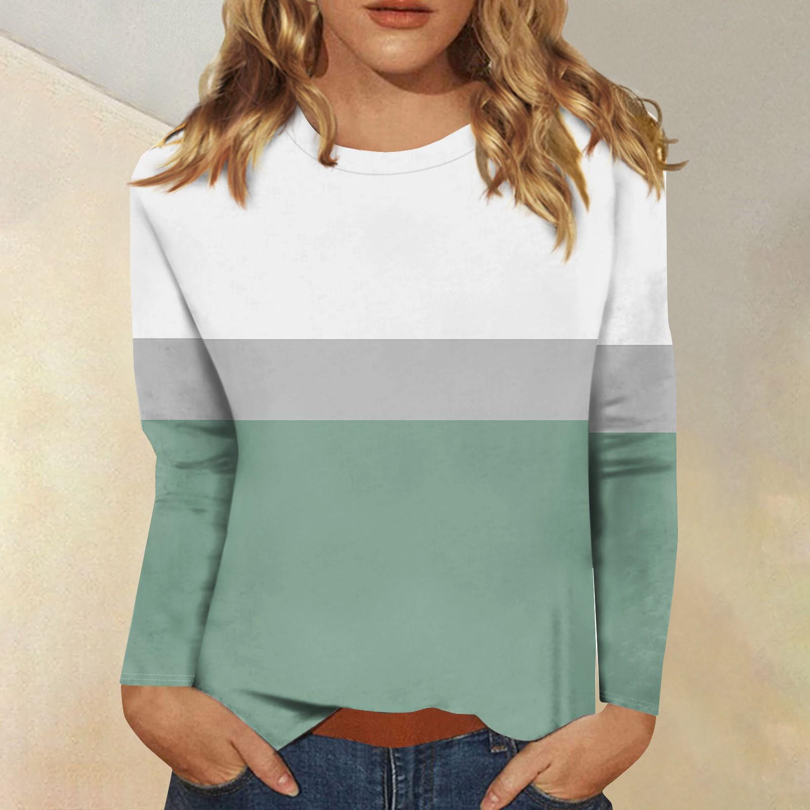 Женская модная повседневная футболка с круглым вырезом и длинным рукавом с принтом — фото 5