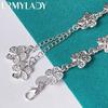 925 Sterling Silver Flower Tassels Chain Bracelet Fashion Jewelry MB229