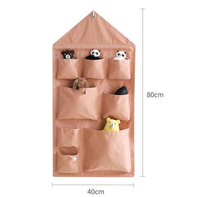 Thick Cotton Canvas Wall Hanging Organizer Bag Kids Room Bathroom Closet Storage Multi-Pocket Fabric Pouch