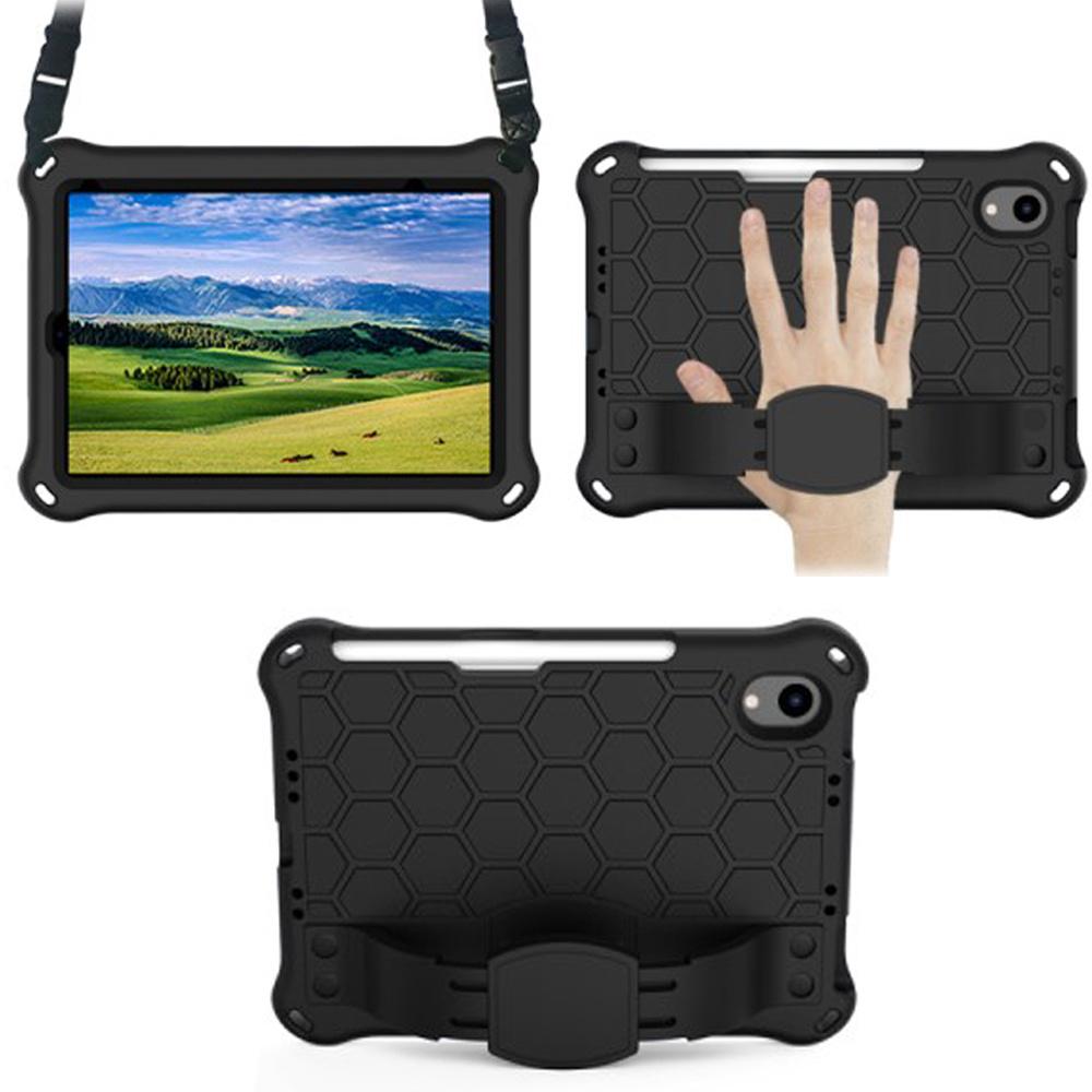 Case for iPad mini 8.3" A17 Pro 2024 / 2021 (7th/6th gen.), Honeycomb with strap, Black