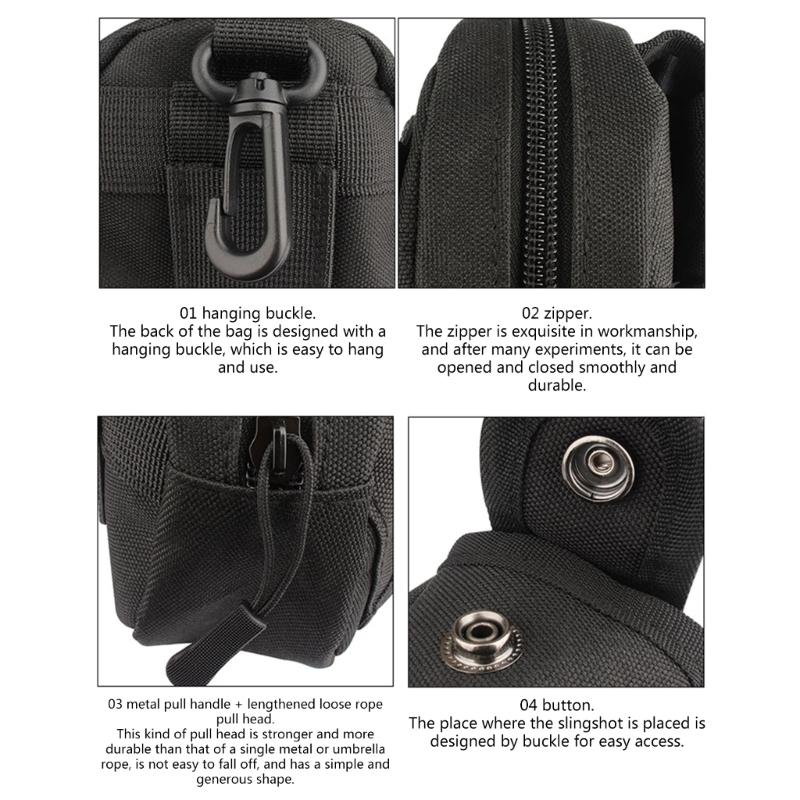 Tactic Sling Shoot Bag Sling Shoot Balls Pouch Waist Bag Compact Belt Pouch Sling Shoot Holder for Outdoor Hunting Sport