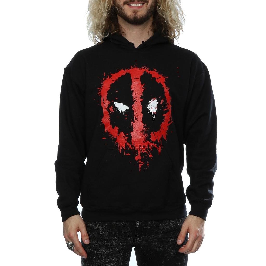Deadpool Mens Splat Face Cotton Hoodie