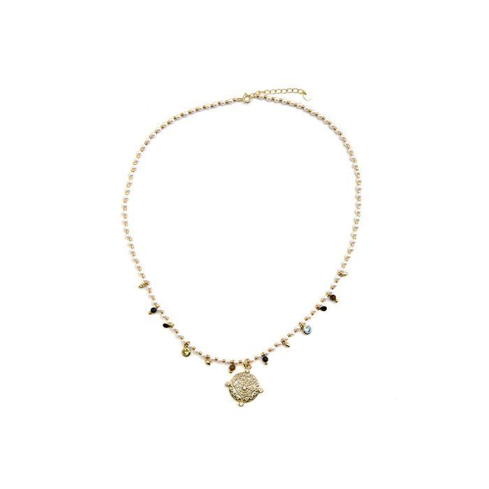 Collier Luxenter en argent 925 et finition on or 18 carats avec perles blanches - Thydo