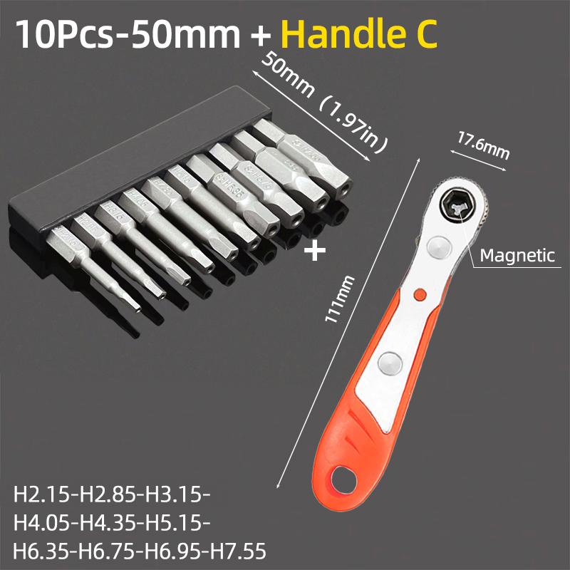 Magnetic Pentagonal Screwdriver Bit Set With Hole 1/4" Hex S2 Steel 50mm Security Torx Drill Bits Ratchet Wrench Hand Tools